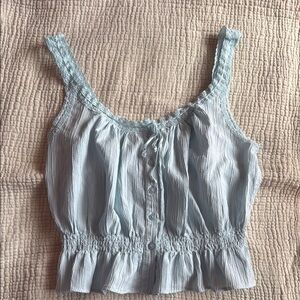 American Eagle Outfitters Light Blue Lace Trim Crop Top